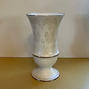 Lenox Opal Innocence Elegant White and Silver Vase